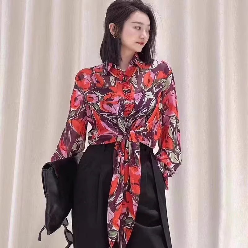 阿玛施2026春夏季新款专柜轻薄雪纺长袖衬衫女防晒衣罩衫5300285