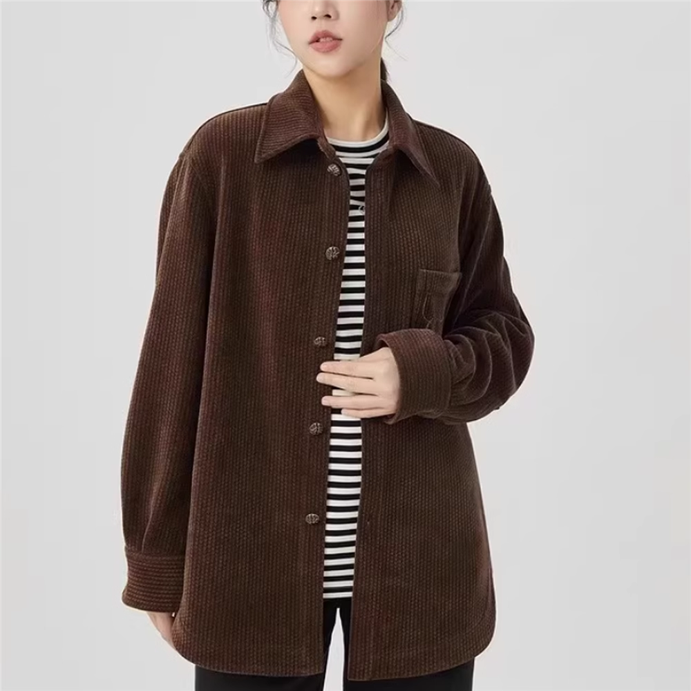 阿玛施正品牌2025春秋新款专柜雪尼尔刺绣宽松长袖衬衫外套女