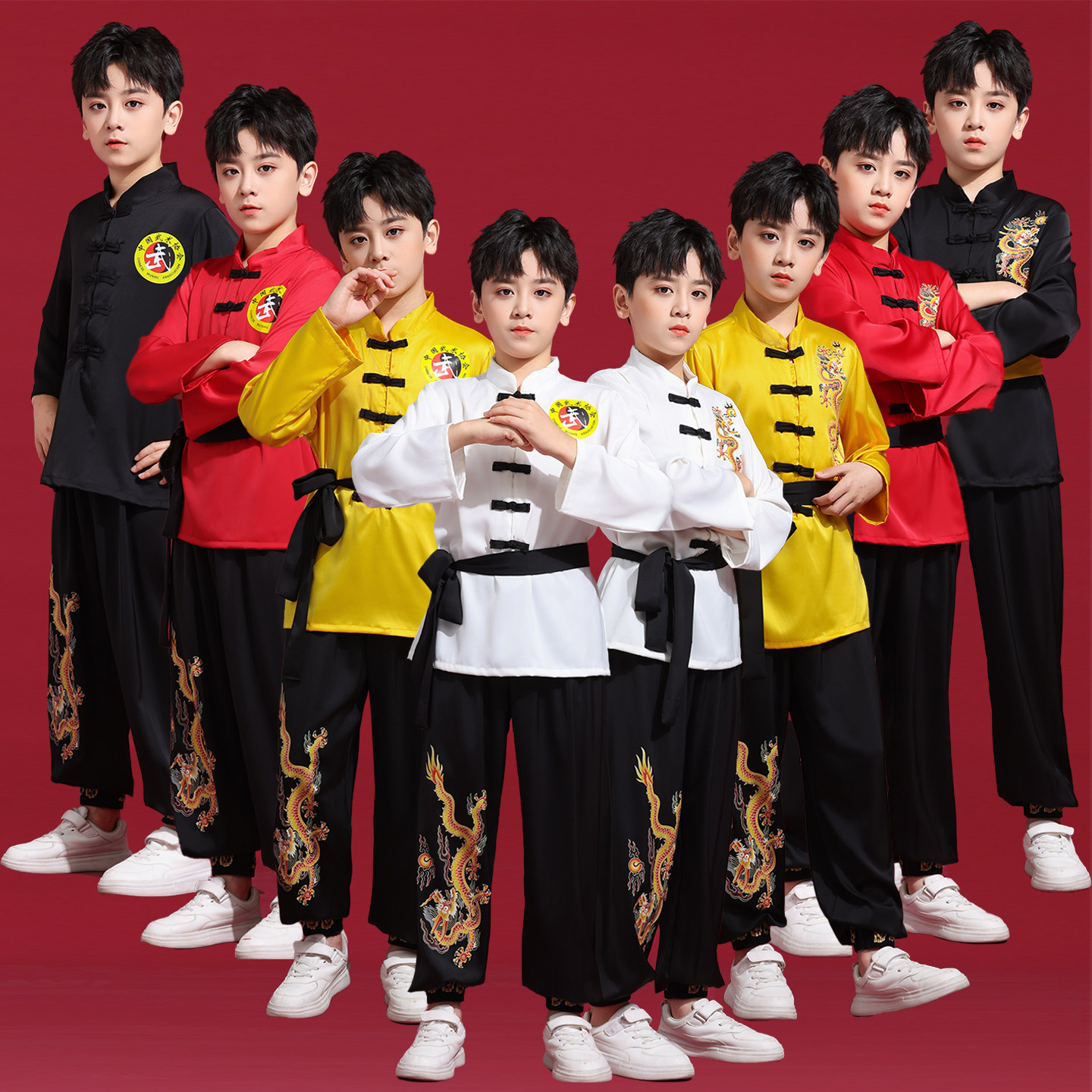 儿童武术服装太极服长袖打鼓服男女童幼儿园少儿训练练功服