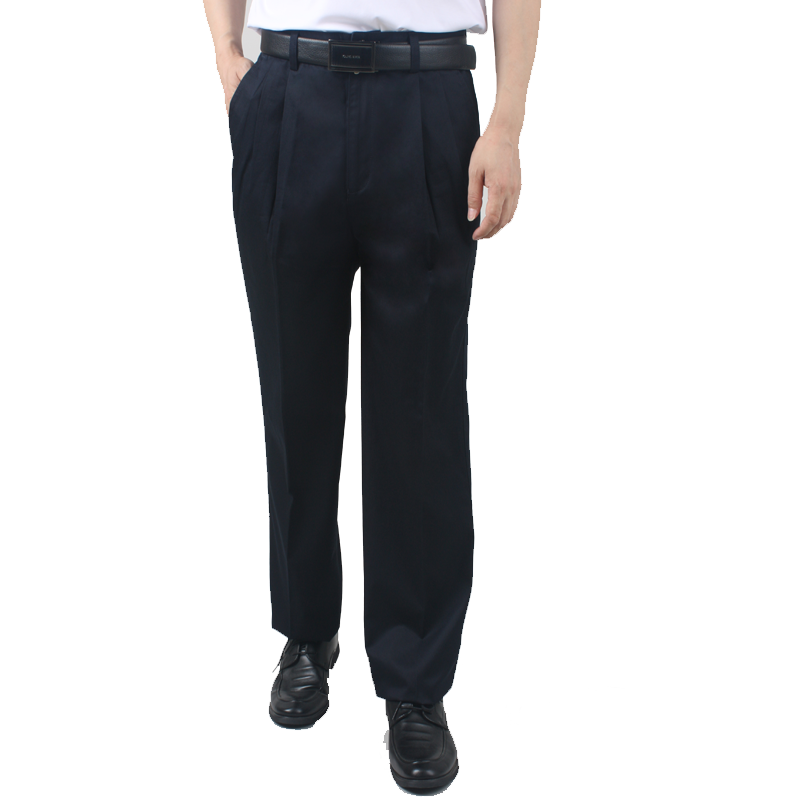 YOUNG RIVER/雅韻四季款純棉雙折大碼褲男士深檔休閑褲寬松長(zhǎng)褲