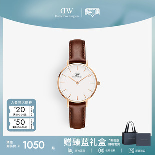 正品 DW手表女士 PETITE系列皮质石英表女表轻奢小众欧美圆表时尚