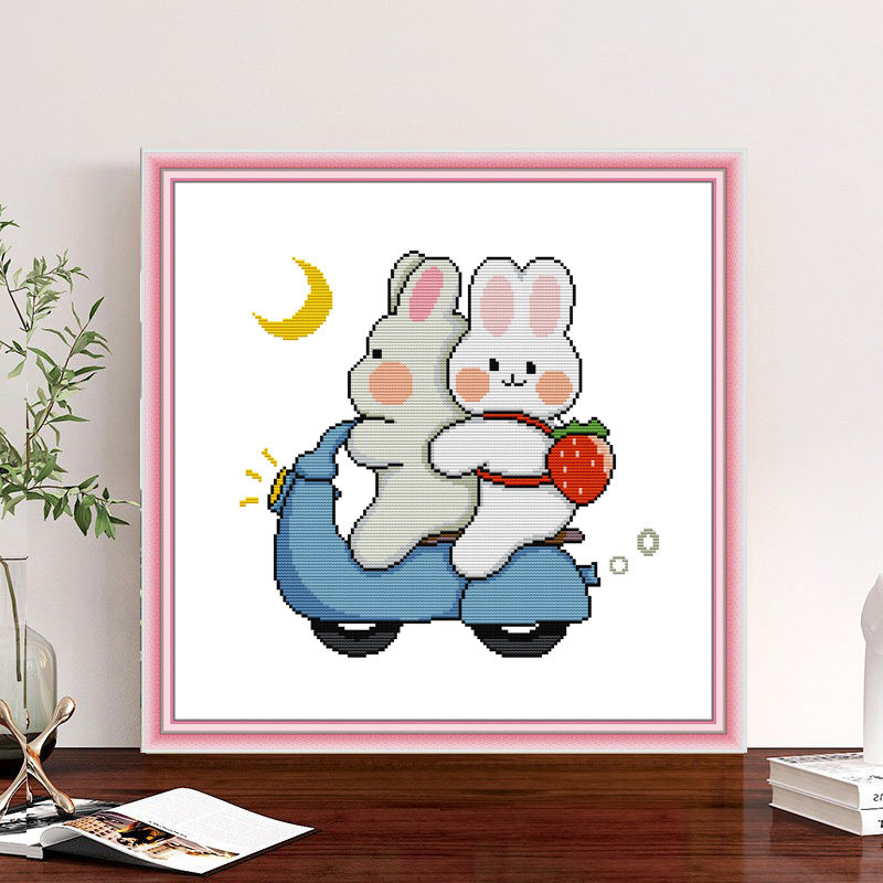 小白兔子十字绣新款2022可爱卡通小件学生简单手工刺绣线绣自己绣