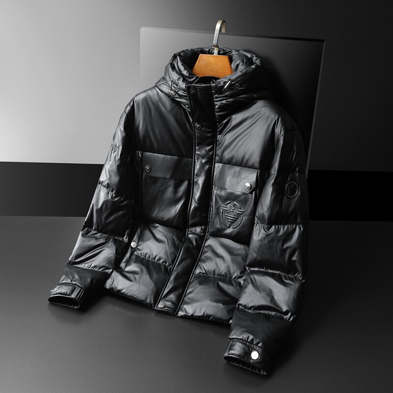2024新款拼皮连帽羽绒服90白鸭绒 QT2031-1337-P440（控价570）图片