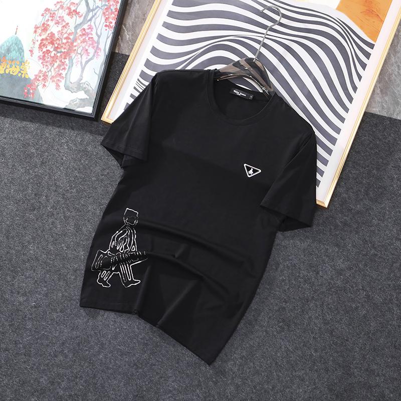 2024春夏丝光棉圆领短袖T恤QT2031-9104-P130，男装T恤，钱塘6020-1