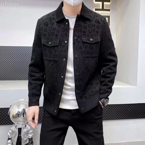 高端品牌鹅绒服男翻领白鹅绒外套冬季新款休闲印花男装保暖潮流