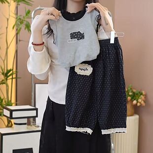 女童韩版2025新款夏季花边童装碎花九分裤时尚新款洋气潮流套装