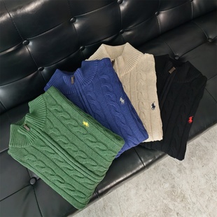 针织衫 立领半高领拉链纯棉线衫 毛衣老钱马 复古秋冬男士 UPKNIT美式