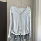 防晒衣空调衫 莫代尔开衫 薄款 V领长袖 外搭上衣配吊带裙 外套女夏季