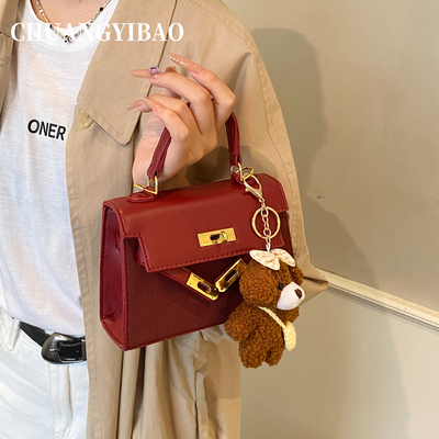 小众高级感超火红色手提凯莉包