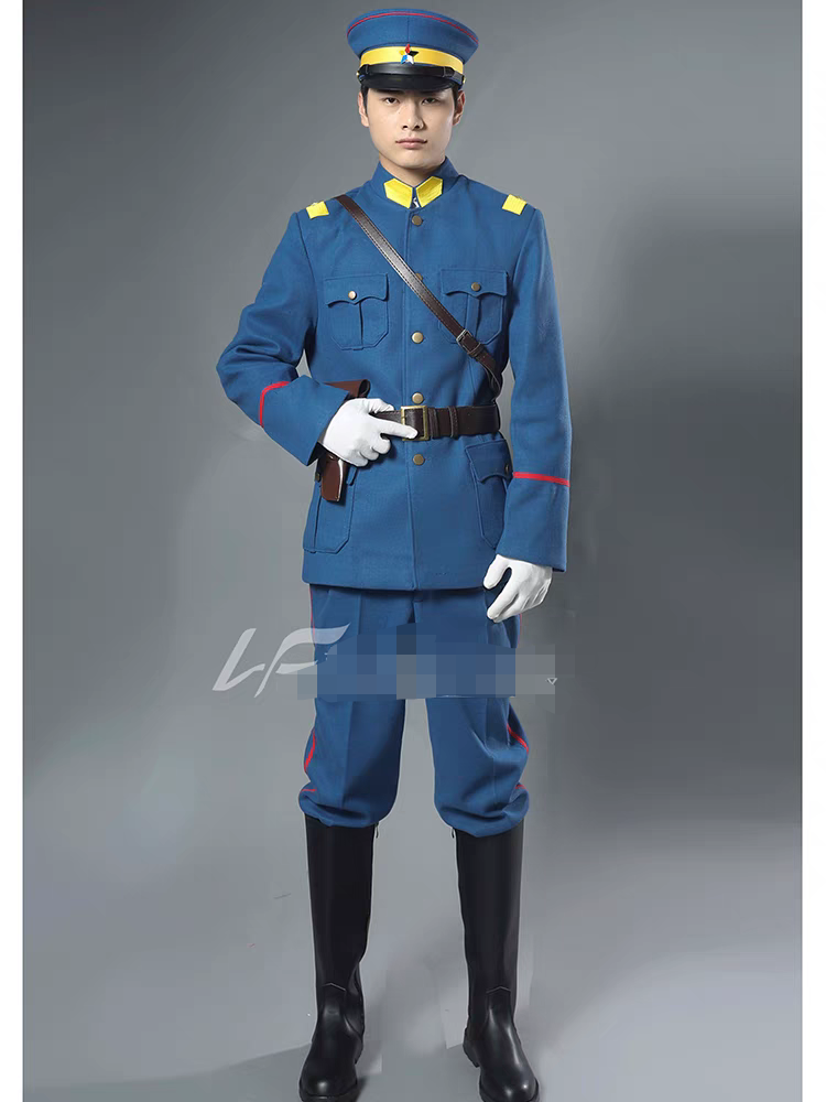 新款北洋军阀蓝色毛呢套装写真剧本杀演绎推理主题婚纱照男款包邮