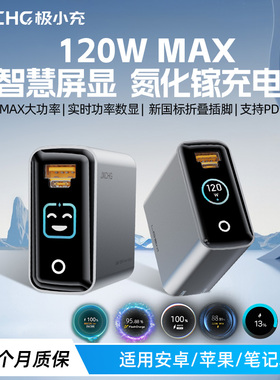 LDZM乐迪智美新屏显多协议双口120W氮化镓充电器快充适用苹果IQOOVIVO华为荣耀OPPO小米红米Mac笔记本PD100W