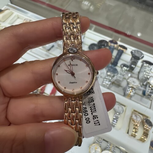 同款新款MESHOR名梭女士手表小表盘镶钻装饰表防水石英女表7033