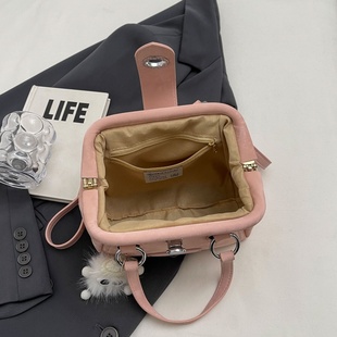 【带拉链暗袋】高级感小众设计夹口小包包女2025新款潮手提斜挎包