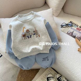 儿童春秋套装2025韩版男童卡通休闲卫衣中小童运动卫裤春装两件套