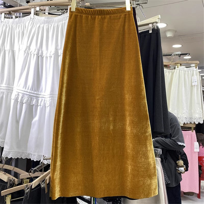 金丝绒加绒半身裙2024秋冬款