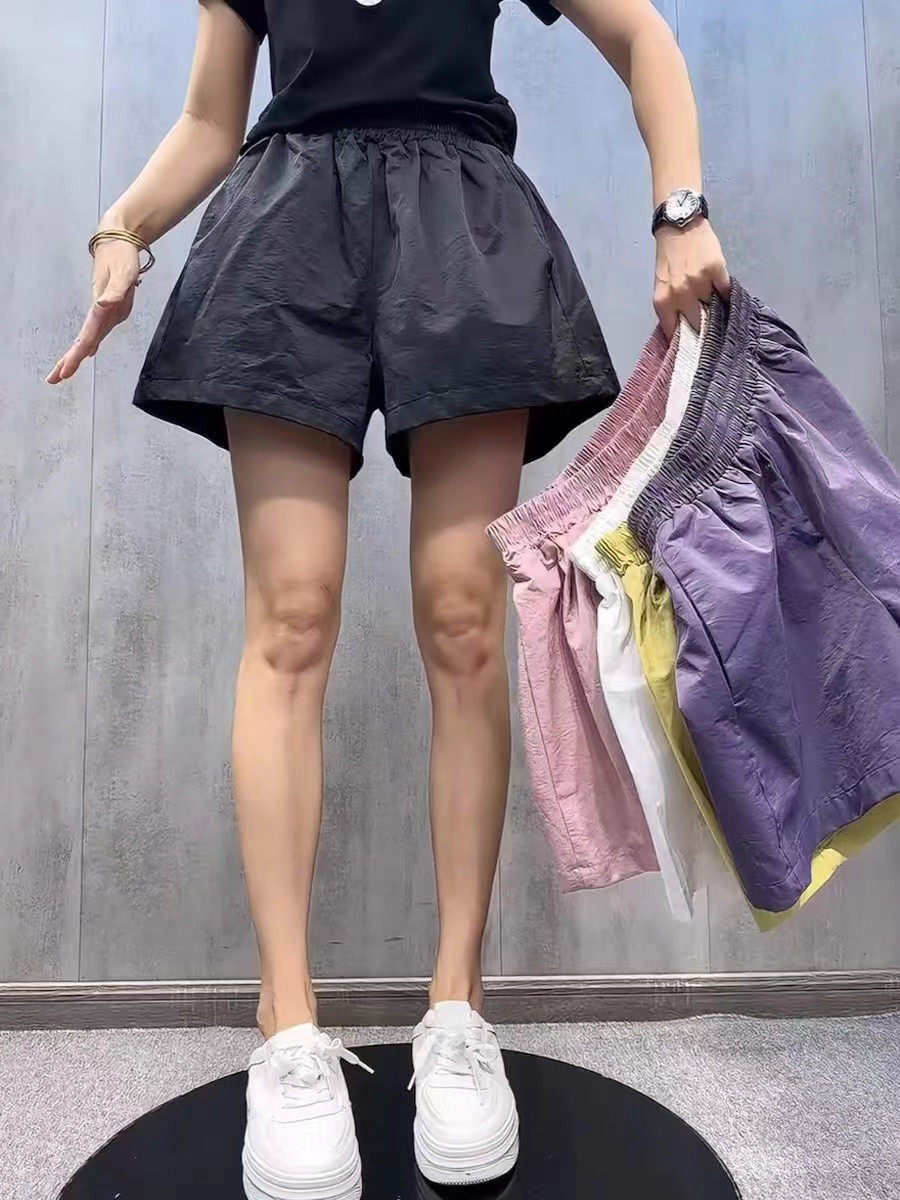 质感松紧腰夏季纯色短裤裤子
