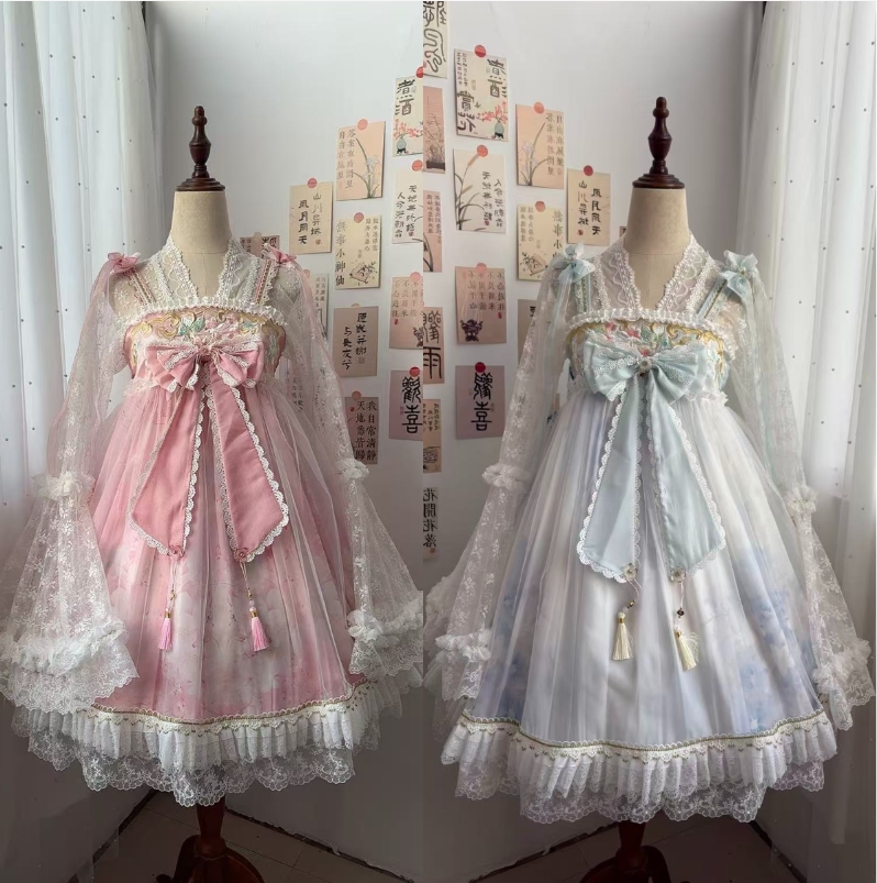 阿狸原创设计新品中华风高腰lolita洛丽塔JSK吊带连衣裙春夏季