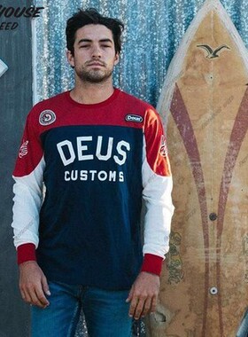 DEUS复古越野骑行服夏季山地摩托车透气网眼T恤速干衣骑士机车服