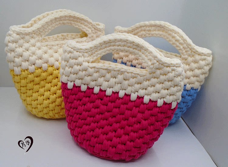 纯手工针织包布条线包包抖音同款 小编织包 清新女包 成品包包