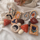 森系布艺胸针窗帘装 饰立体日系棉麻文艺小清新手工刺绣包包配饰