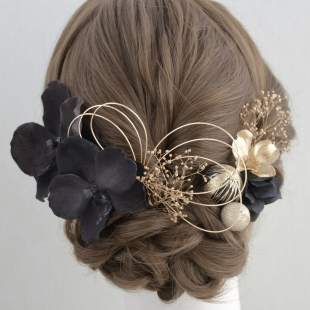 黑色蝴蝶花和装和服发饰头花饰品振袖成人式卒业式白无垢结婚式