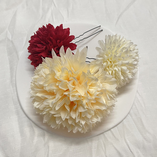 和风细语和服发饰头饰花朵发夹头花配饰簪花仿真花饰品大菊球