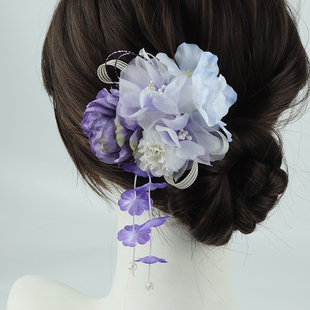 和服日本浴衣头饰花朵带流苏糖果边发夹成人礼生日Lolita小物森系