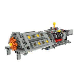 小小工程师国产积木科技模型6挡变速箱V16发动机组合MOC拼装套装