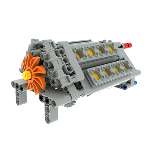 小小工程师国产积木小颗粒科技齿轮机械组模型V16发动机套装拼装