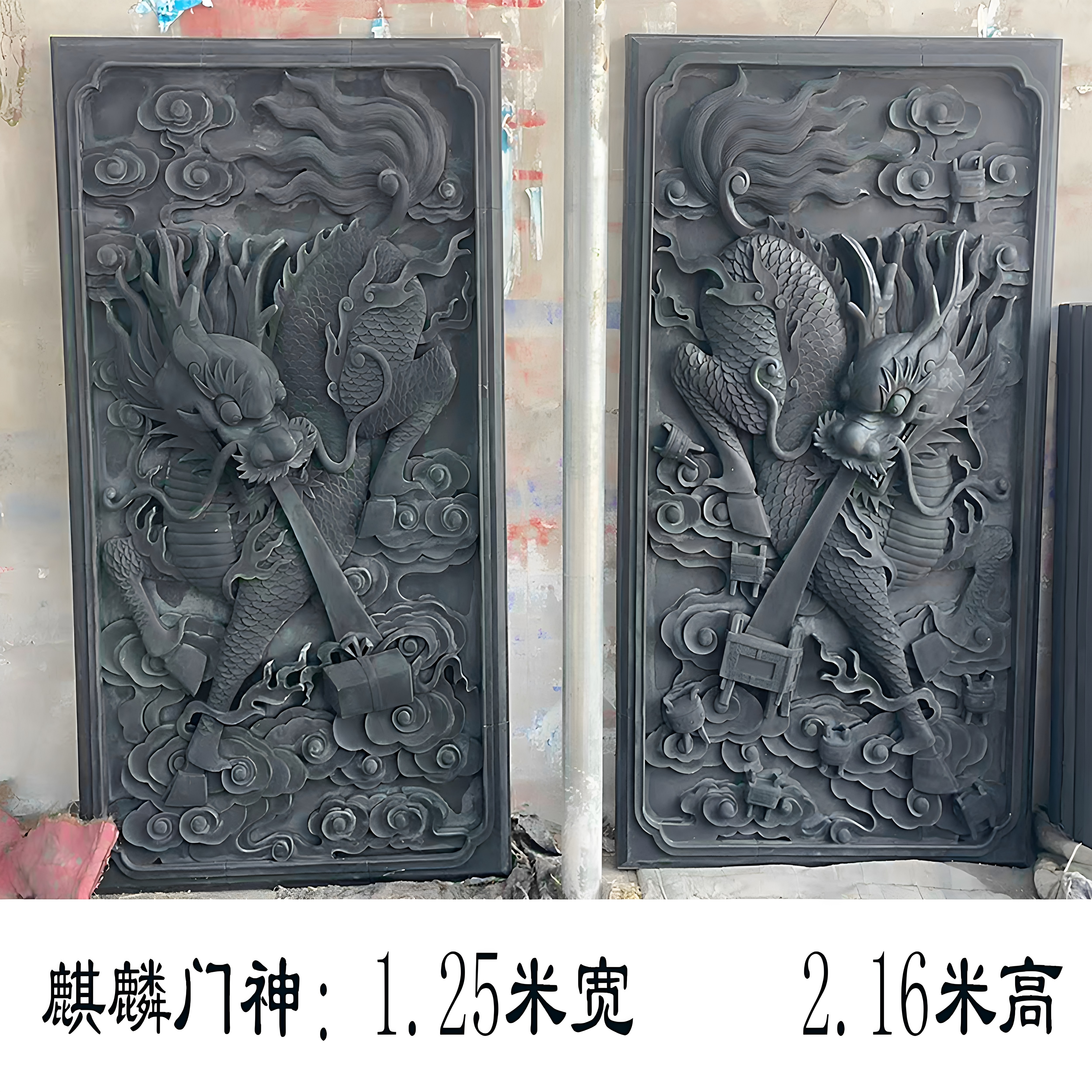 门神仿古砖雕竖长形砖雕图片