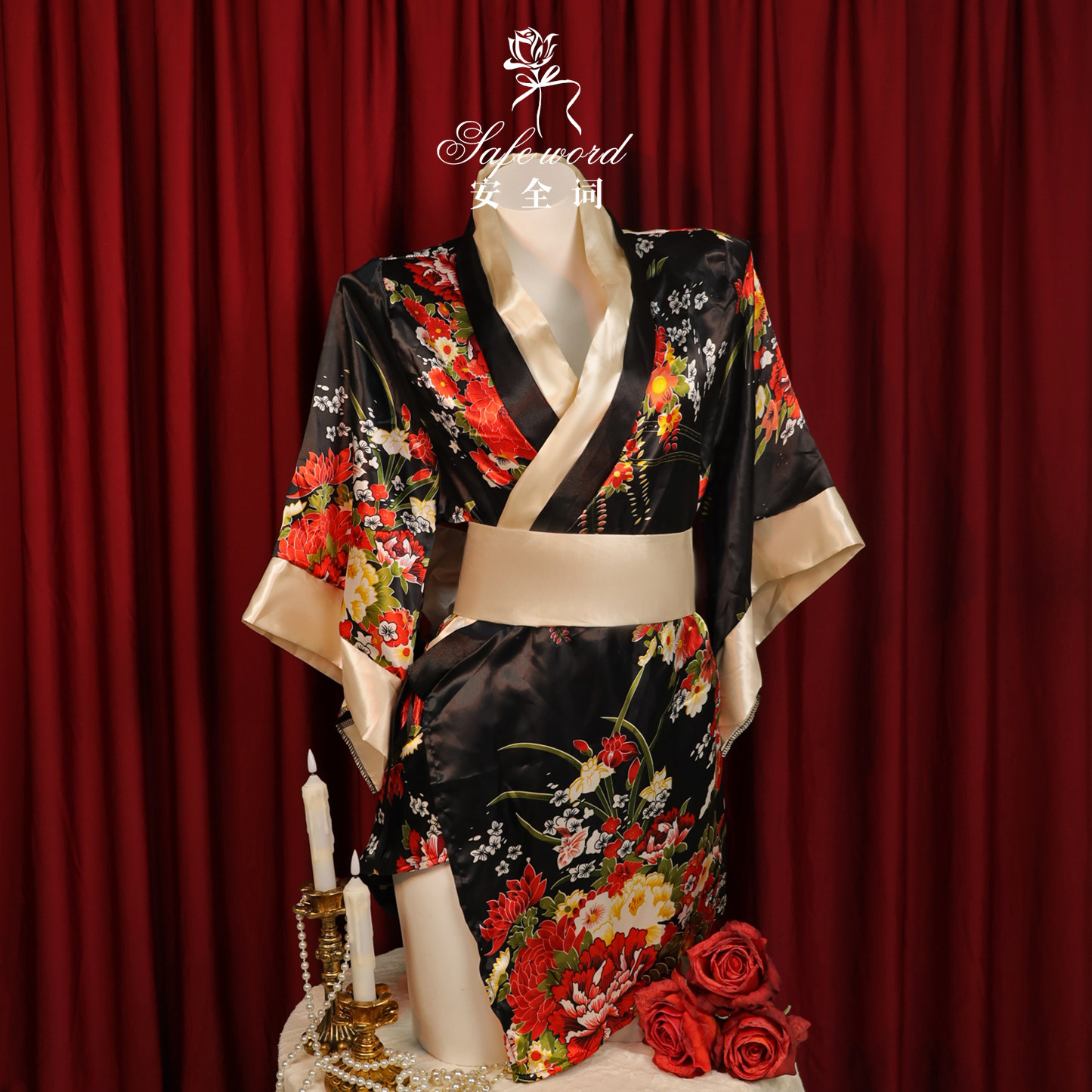 AQC安全词「和风剧本」日式纯欲和服三点家居服睡裙女蝴蝶结系带