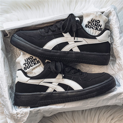 德训鞋男士2025新款秋冬休闲鞋厚底增高男生小众复古加绒板鞋潮流