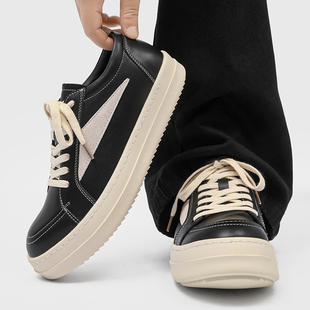 美式cleanfit ro倒三角板鞋男潮休闲德训鞋情侣翘头极简德比鞋女