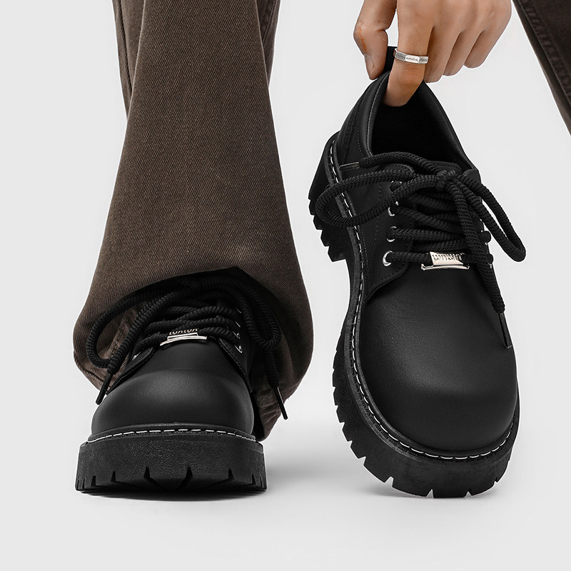 德比鞋男士秋冬季厚底增高圆头皮鞋cleanfit时尚黑色大头鞋子男款,流行男鞋,休闲皮鞋,淘宝优惠券,粉丝福利购,淘宝优惠卷