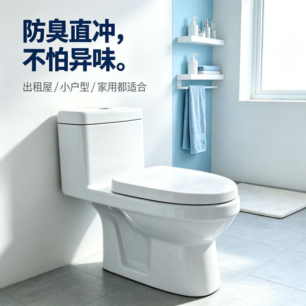 家用防臭直冲节水连体马桶大冲力