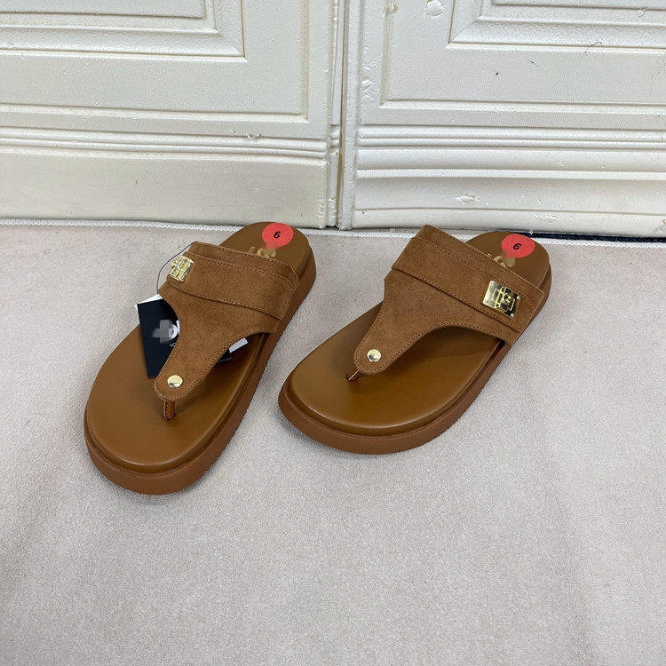 圆头纯色厚底夹趾百搭拖鞋凉鞋