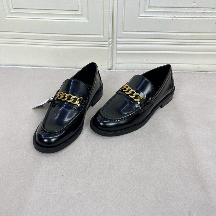 外贸原单女鞋新款时尚圆头纯色金属链百搭一脚蹬单鞋平底乐福鞋,女鞋,乐福鞋（豆豆鞋）,淘宝优惠券,粉丝福利购,淘宝优惠卷