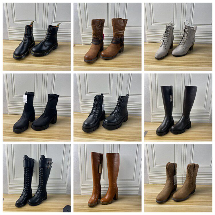 Lady Shoes杂款35码外贸原单独码女靴尖头时尚通勤粗跟短靴长靴