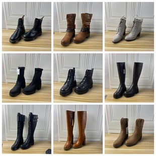 女靴尖头时尚 Lady 外贸原单独码 35码 通勤粗跟短靴长靴 Shoes杂款