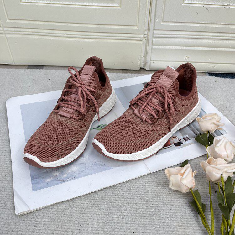 外贸原单女鞋新款飞织面网面休闲时尚舒适百搭防滑系带透气运动鞋