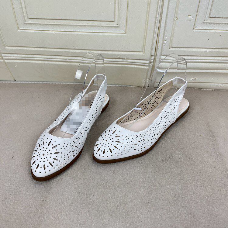 Lady Shoes外贸原单女鞋新款时尚尖头纯色镂空百搭平底单鞋凉鞋