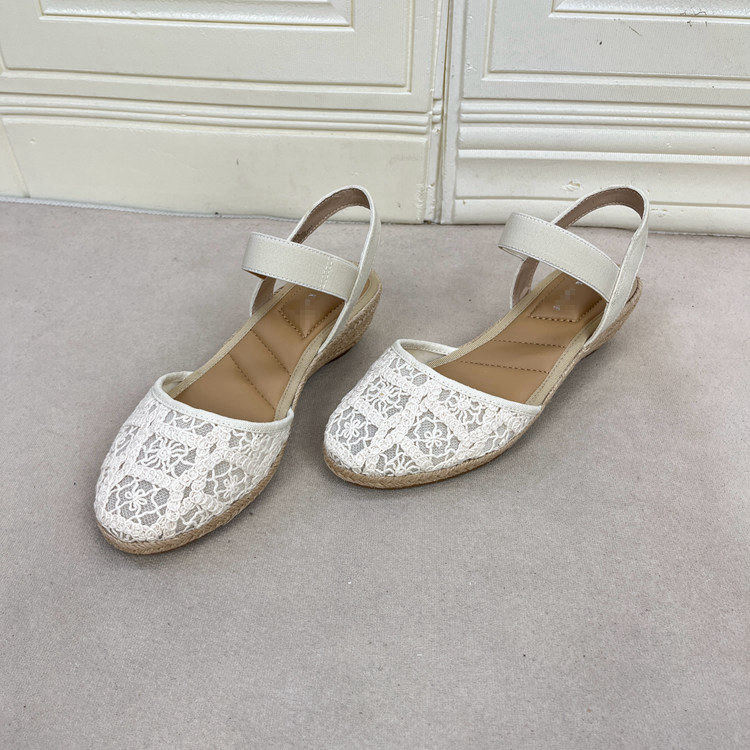 外贸原单包头坡跟单鞋简约时尚新款编织shoes休闲百搭妈妈凉鞋