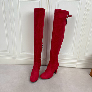 长靴 名媛气质百搭靴子舒适圆头女款 外贸原单粗跟长靴简约时尚 新款