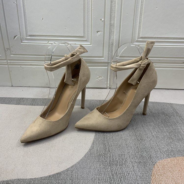 高跟鞋新款原单浅口尖头绒面百搭时尚