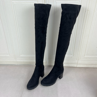 长靴过膝靴 圆头纯色厚底粗跟套筒时装 Lady Shoes外贸原单女靴时尚