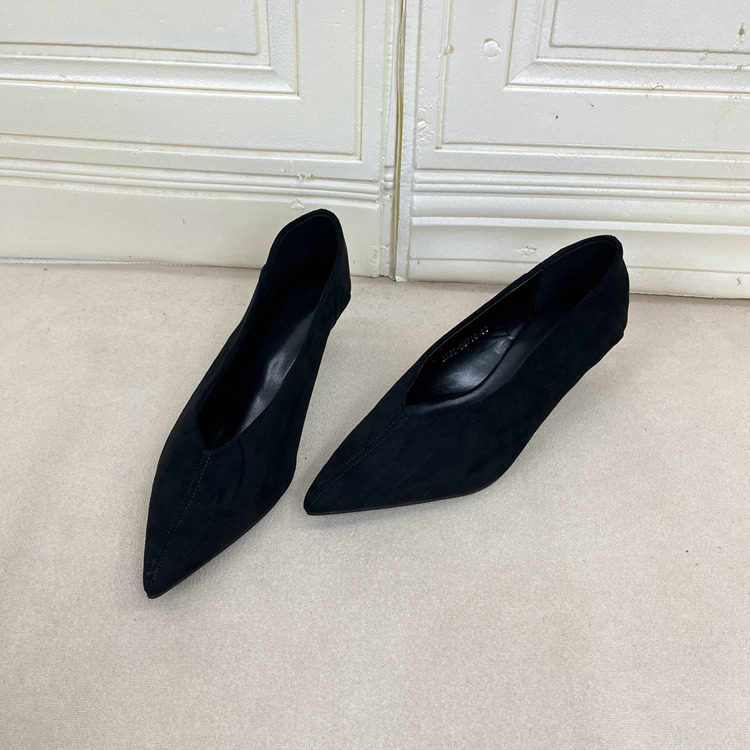Lady Shoes外贸出口女鞋新款时尚尖头纯色浅口细跟一脚蹬时装单鞋