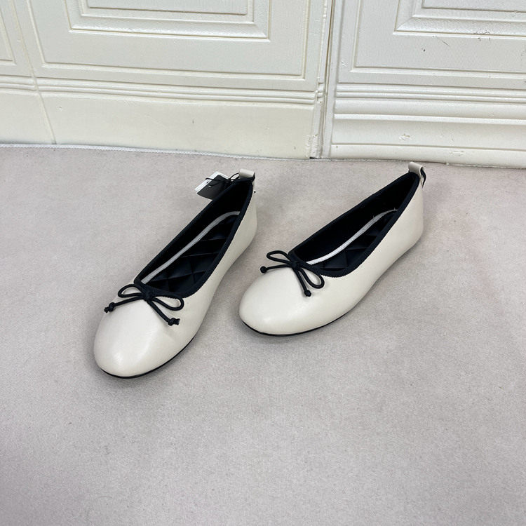 外贸原单shoes优惠款女鞋新款圆头纯色蝴蝶结浅口一脚蹬平底单鞋