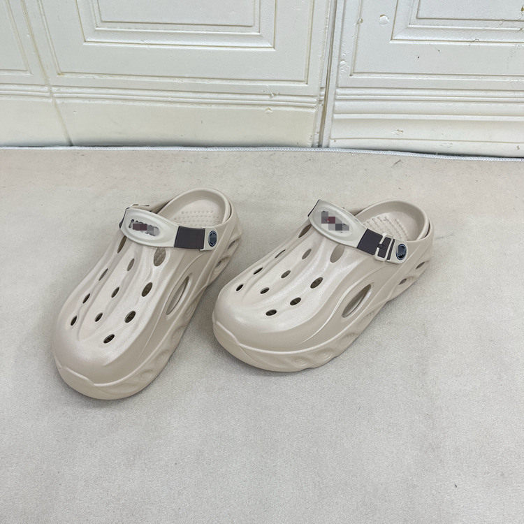 Lady Shoes外贸原单男鞋时尚新款百搭圆头纯色厚底洞洞鞋休闲拖鞋