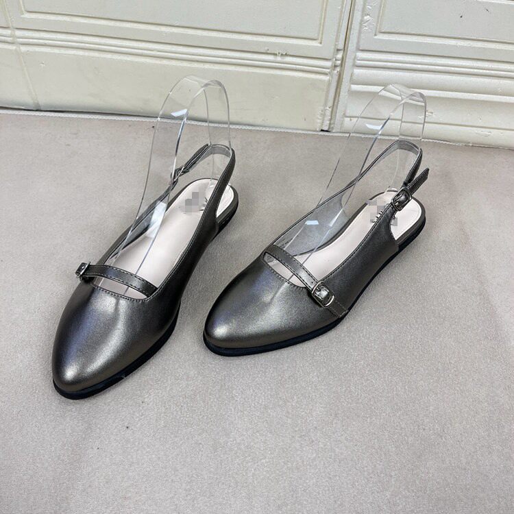 Lady Shoes外贸原单女鞋时尚通勤圆头纯色浅口平底包头凉鞋单鞋