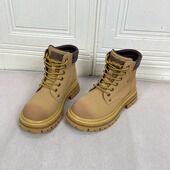 Lady 短靴 圆头纯色厚底粗跟工装 Shoes外贸原单女靴真皮新款 时尚